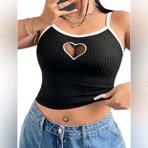 XXL Plus Size Hollowed Out HeartMesh Embroidery Cami Top (8)